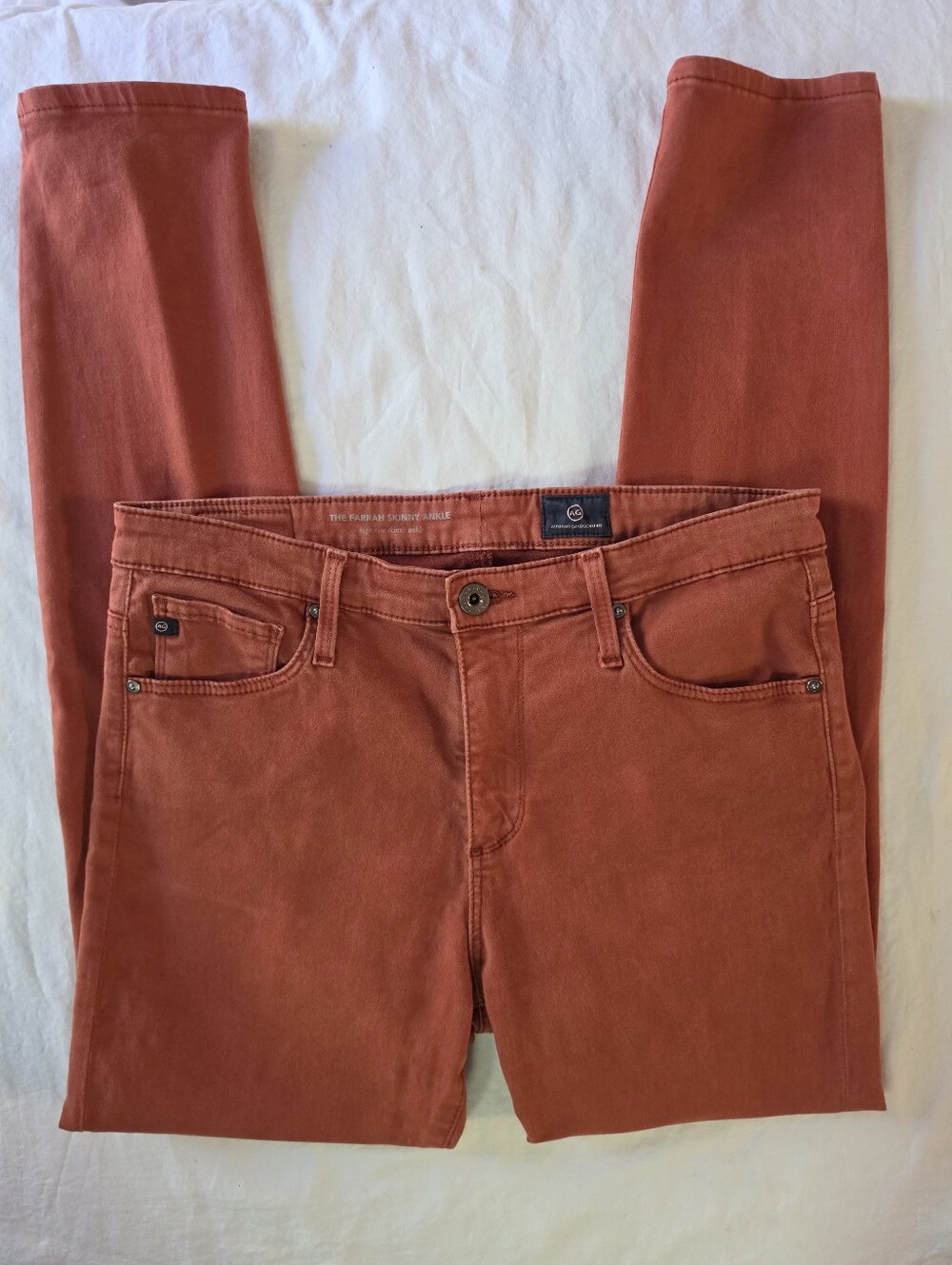 AG Adriano Goldschmied The Farrah Skinny Ankle Jeans Rust Orange 28R